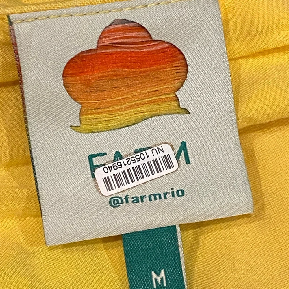 FARM Rio Romantic Garden Yellow Pink Plunge Midi Dress Size M - Picture 11 of 13